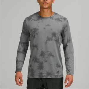 Lululemon Fundamental Long Sleeve Mens Shibori Asphalt Grey Dip Tie Dye Shirt